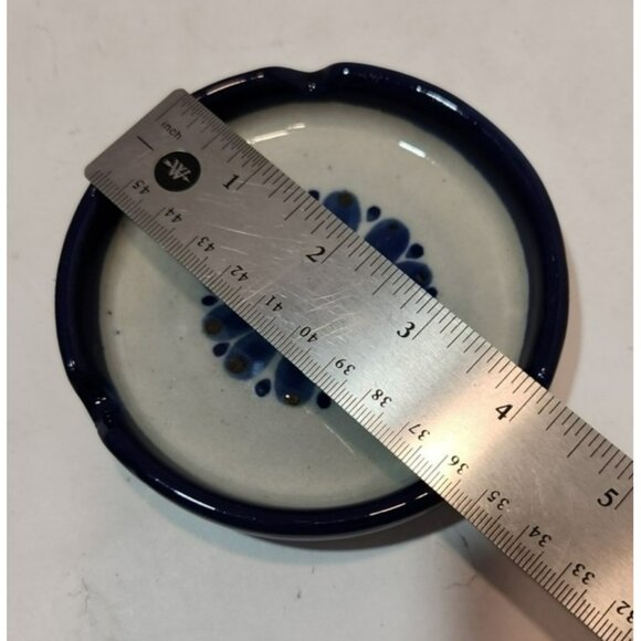 Vtg Ken Edwards El Palomar Guadalajara Blue 4" Ashtray Signed Cobalt Blue & Grey - Picture 9 of 10